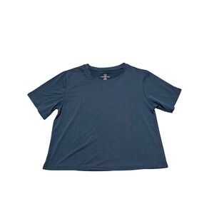 Real Essentials Womens XS Navy Blue Short Sleeve Activewear T-Shirt Workout Top